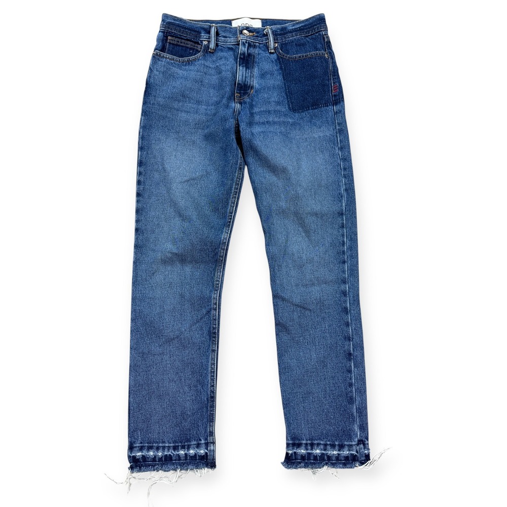 BDG Dad Slim Jeans Men's Size 30 Blue Dark Wash High Rise Tapered Fit‎ Raw Hem